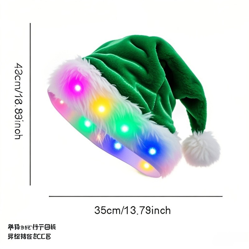クリスマス装飾用品高級クリスマス発光短いぬいぐるみ帽子クリスマス成人クリスマス帽子パーティー衣装|undefined