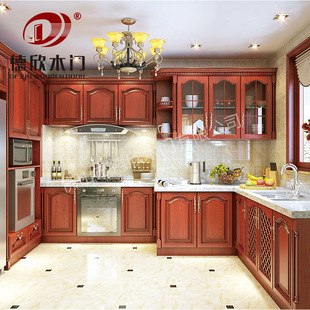 Customized Chinese-Style Solid Wood Home Decoration Whole House Kitchen Integrated Cabinet Design Furniture Restaurant Tv Wine Cabinet Order