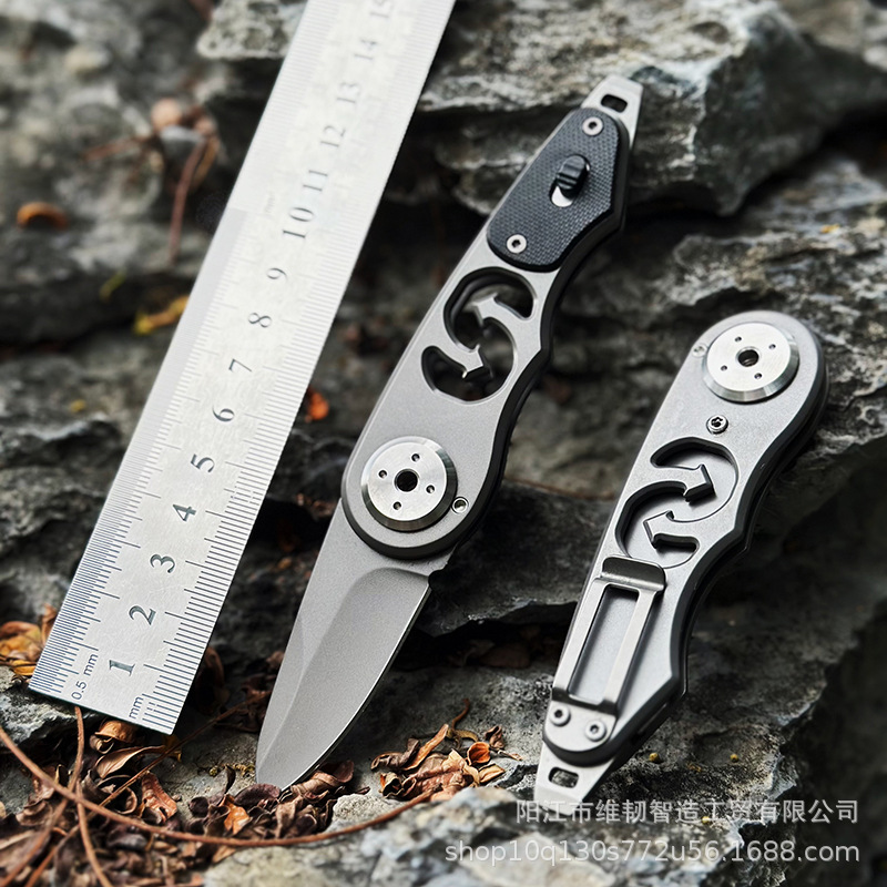 旋转锁有趣创意旋转折叠小刀户外野营锋利折叠刀便携式口袋刀
