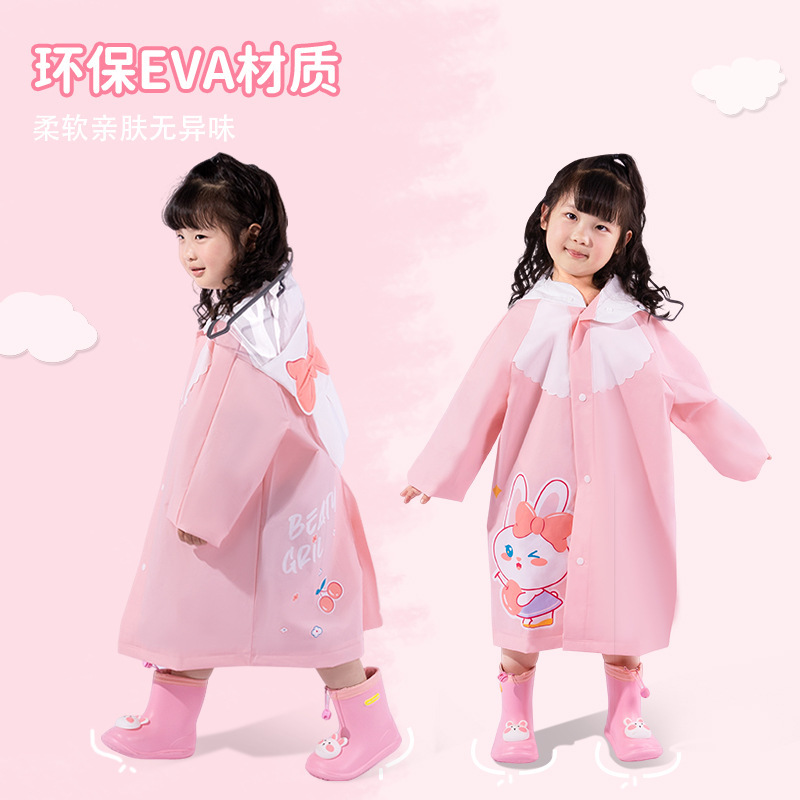 Children's Raincoat and Rain Gear, Lightweight Cartoon Rain Shoes, Girls' Kindergarten Portable Rain Poncho, Children's Rain Poncho and Rain Shoe Set