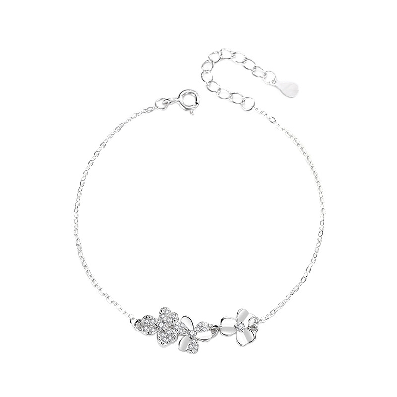 S925 pulsera de tres hojas de plata femenina estilo coreano fresco hoja de ginkgo artístico dulce regalo de joyería para novia