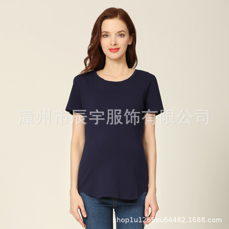 国境を越えた欧米の妊婦の上着の授乳服の外でゆったりした妊婦の半袖tシャツを着て、夏服の大きいサイズのS-5XLをあげます。|undefined