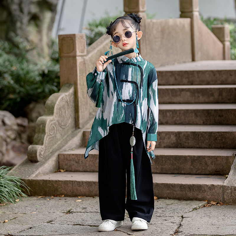 여아 정장 - 녹색 - 술 목걸이 포함