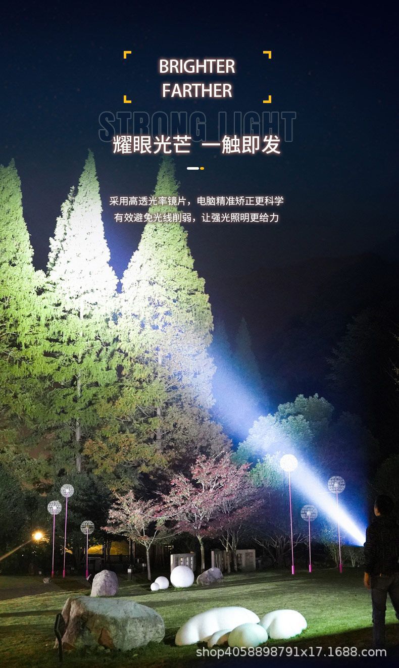 Shake the sound of led home portable small mini three-eye lamp flashlight strong light outdoor rechargeable small flashlight wholesale