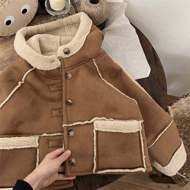 Estrella DE LOS NIÑOS ronda 2023 invierno nuevo estilo coreano ropa interior Cordero gamuza Maillard desgaste