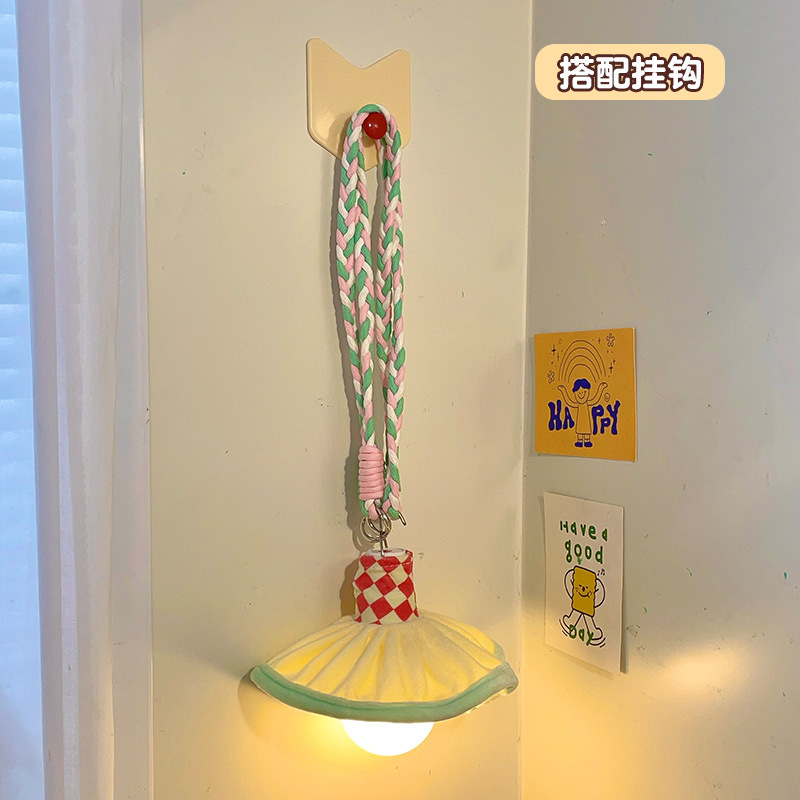 Mint bulb, lampshade, white strap