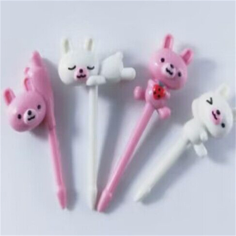 Japón hogar dibujos animados horquilla de fruta creativa para niños animales lindos horquilla de fruta de plástico set Bento stick