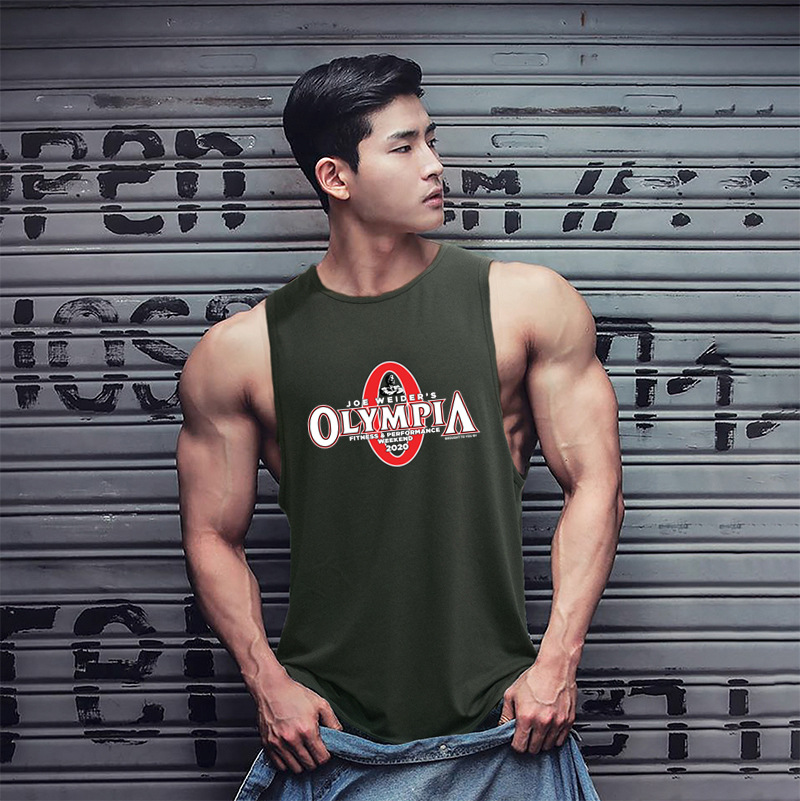 Nuevos deportes Chaleco de los hombres camiseta fitness músculo hierro americano estiramiento puro sin mangas cuello redondo