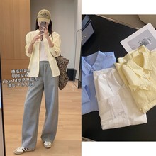 自制糖纸衬衫！定染棉感基础宽松长袖衬衫春季新款休闲衬衣女