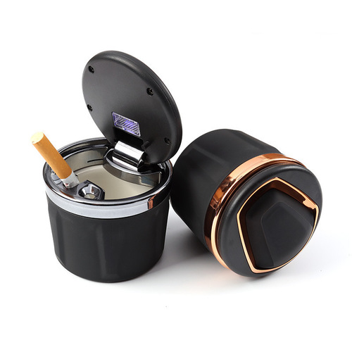 Car ashtray ceramic liner with lid lamp LED car creative multi-functional car special cross-border supply