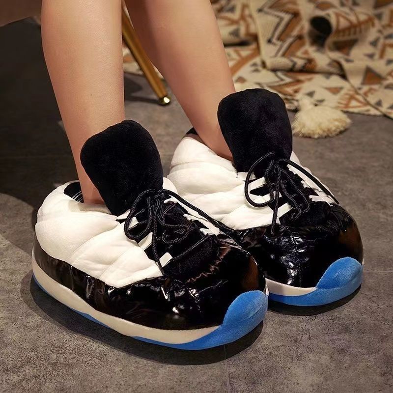 Invierno parodia aj cono coco zapatillas de algodón divertido interior pareja casero zapatos de felpa cálido rojo neto zapatos de algodón grande mujer