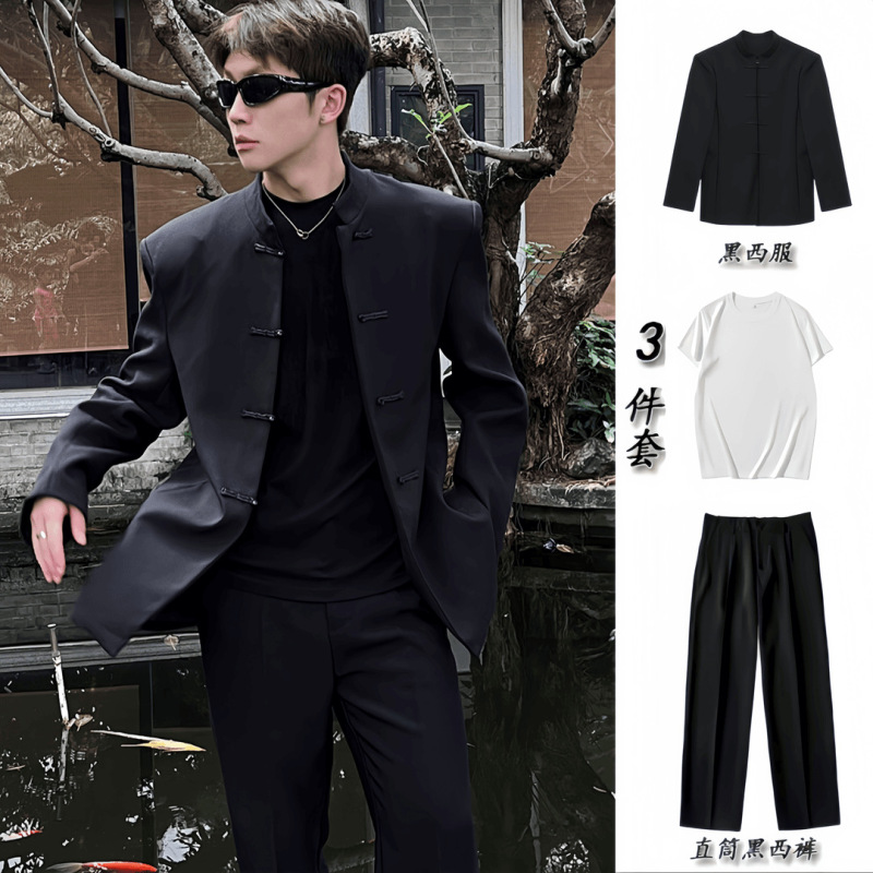 Zhongshan Suit Men's New Shuai Zhao Shanhe Same Style Spring and Summer Tang Suit New Chinese Wedding Suit suit Collar Jacket