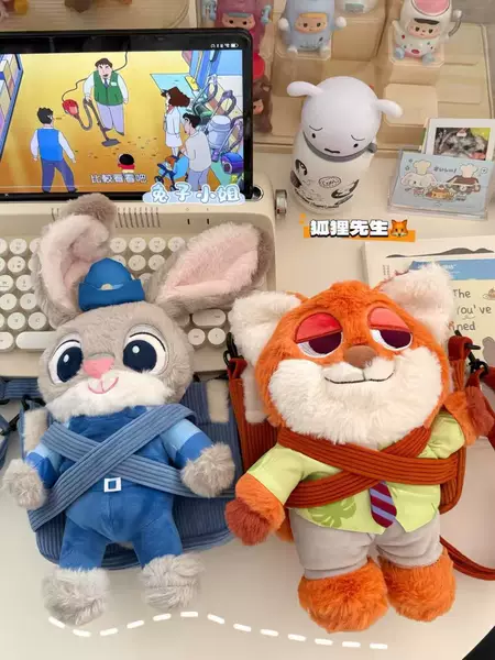 New Cute Cartoon Nick Judy Plush Crossbody Bag 3D Plush Soft Backpack for Girls Jk Shoulder Bag for Women