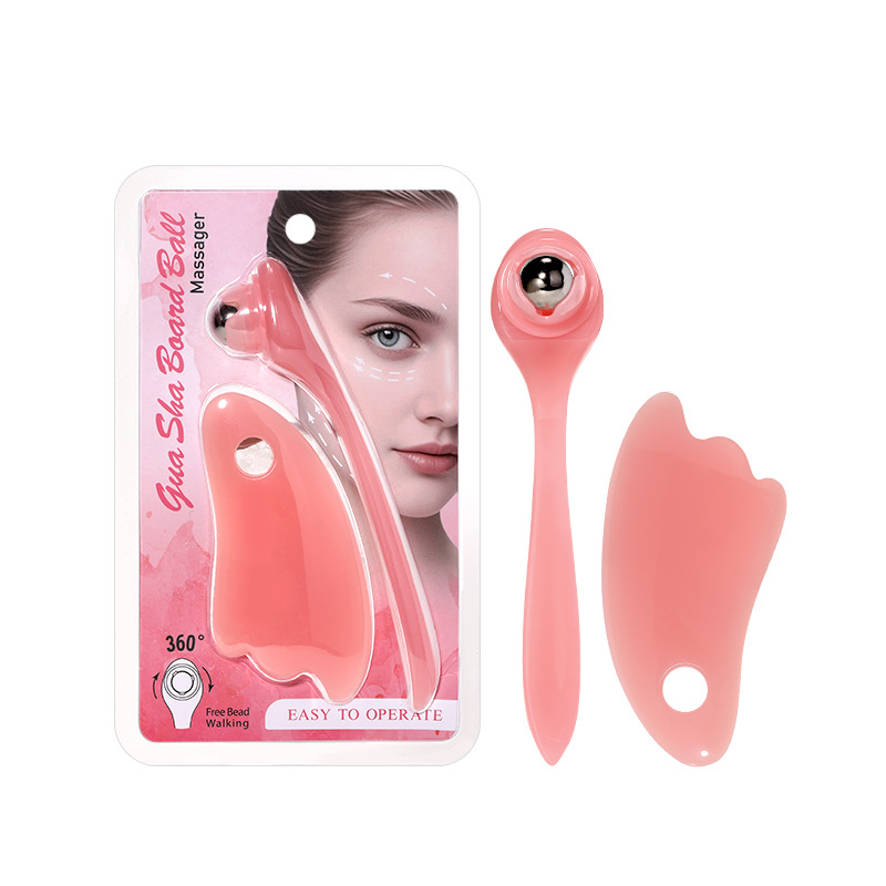 LMLTOP tabla raspadora bola masajeador de ojos juego de 2 piezas herramienta auxiliar de crema de ojos palo de masaje SY142