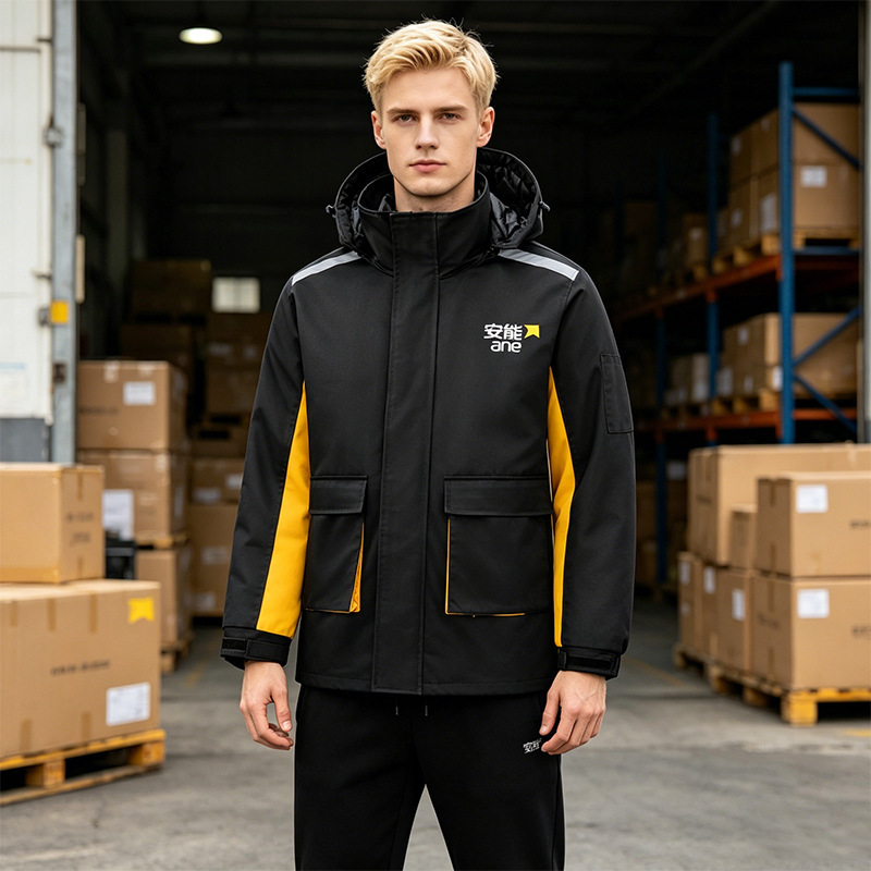 Detachable Inner Liner down Jacket Workwear Custom-Made for Courier and Logistics Company Workers Autumn and Winter Cold-Proof Workwear