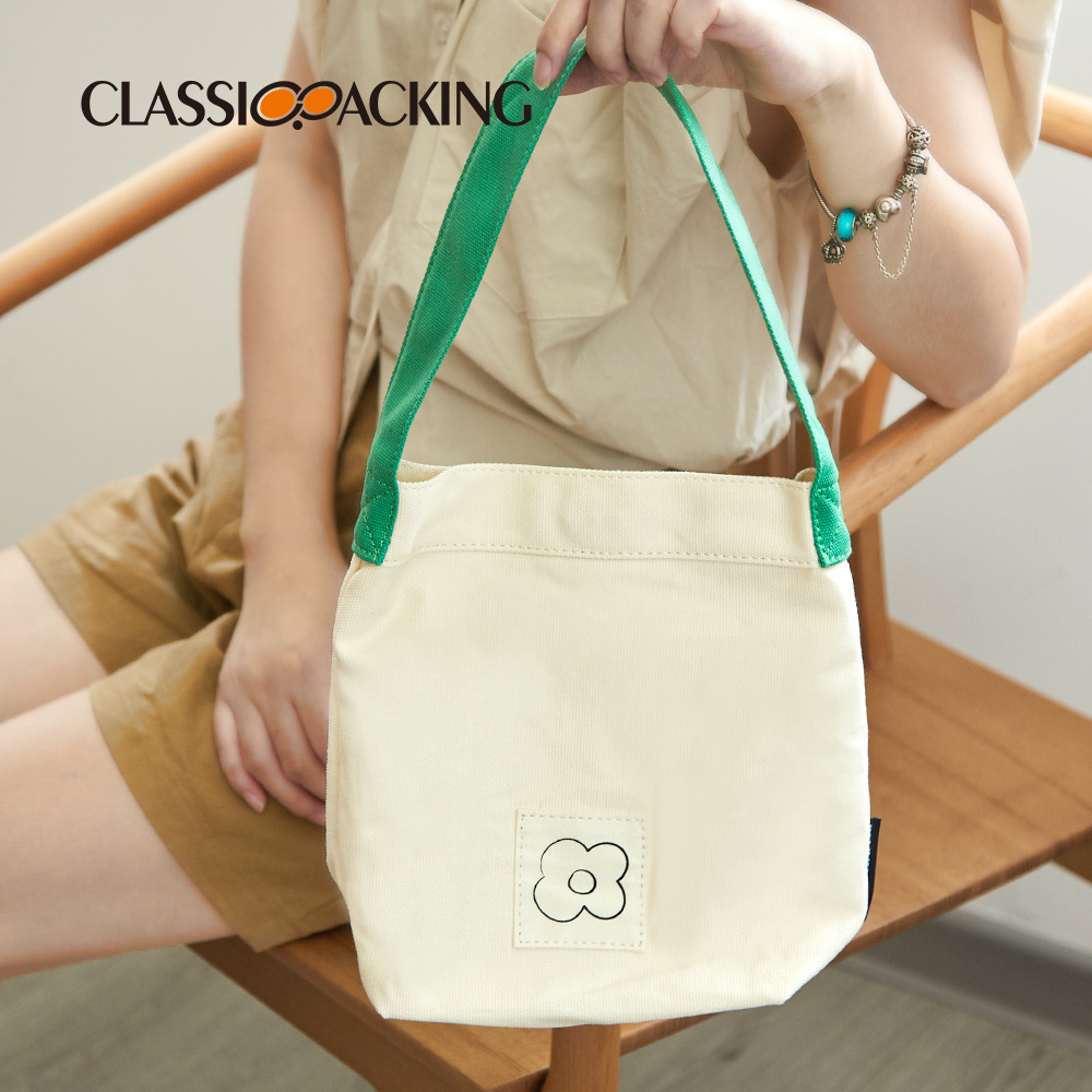 Simple bolsa de lona portátil, solo hombro, bolso diario Cercanías, moda personalizada, logotipo impreso