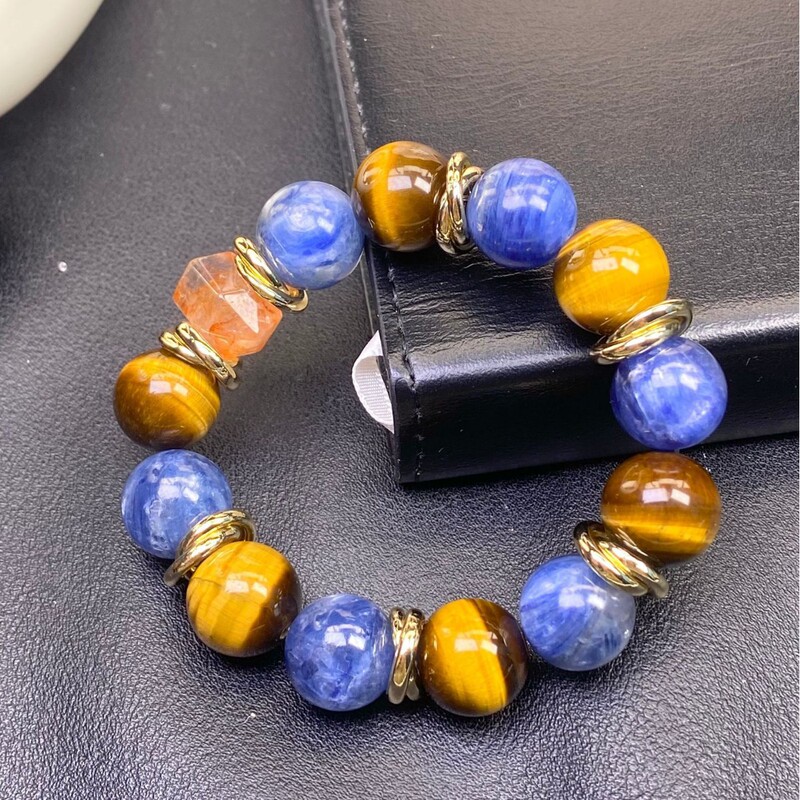 Tk Cross-Border Popular Bracelet Tiger Eye Stone Kyanite Men's Power Bracelet Wholesale Yellow Crystal in Stock