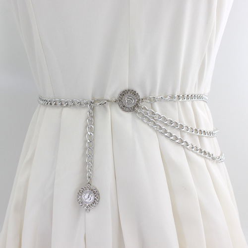 Metal waist chain women's dress ins style internet celebrity decorative chain adjustable waist thin belt dropshipping