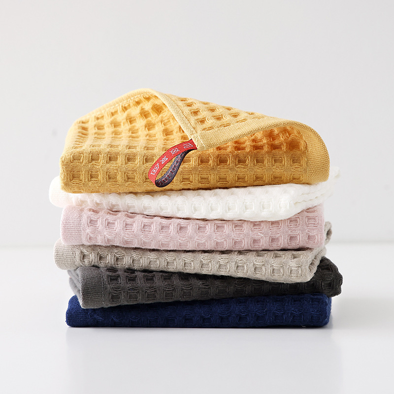 Manufacturer's Ready-Made Cotton Waffle Gauze Square Towel Adult Household Small Towel Soft and Absorbent Japanese Cotton Hanging Towel Wholesale