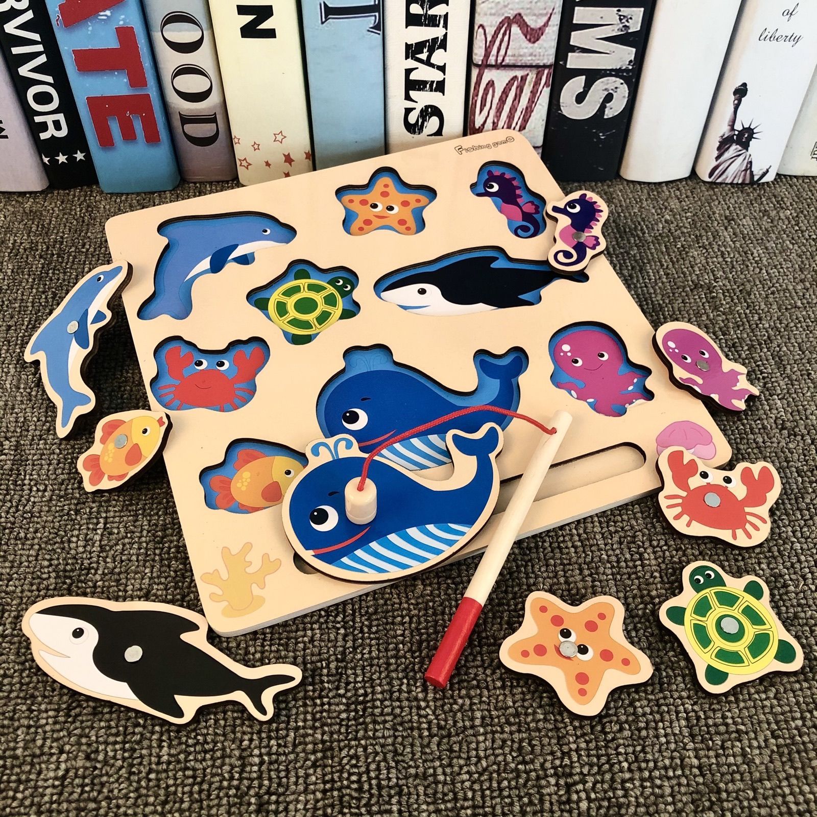 트레이 낚시 게임 + 낚싯대 1개