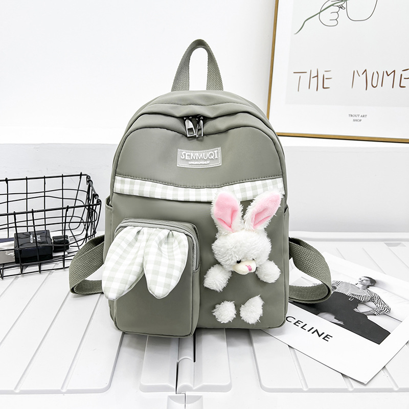 Mochila para niños de Kindergarten niños y niñas de gran capacidad mochila lindo conejito lienzo pequeña mochila bolsa de viaje moda
