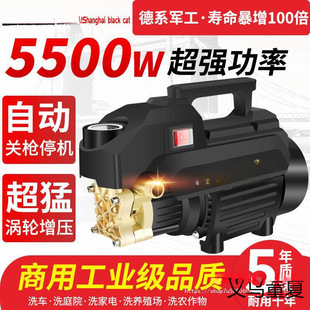 Black High-Power High-Voltage Fully Automatic Car Washing Machine Household 220V Portable Car Wash Satchel Water Gun Cat