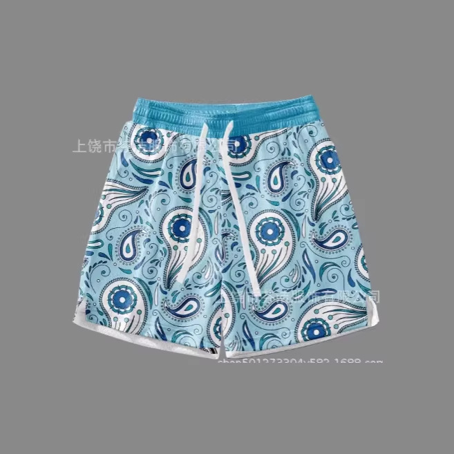 2026 Cross-Border American High Street Blues Paisley Pattern Shorts Men's Summer High Street Style Loose Casual Sports Pants 2026 Cross-Border American High Street Blues Paisley Pattern Shorts Men's Summer High Street Style Loose Casual Sports Pants