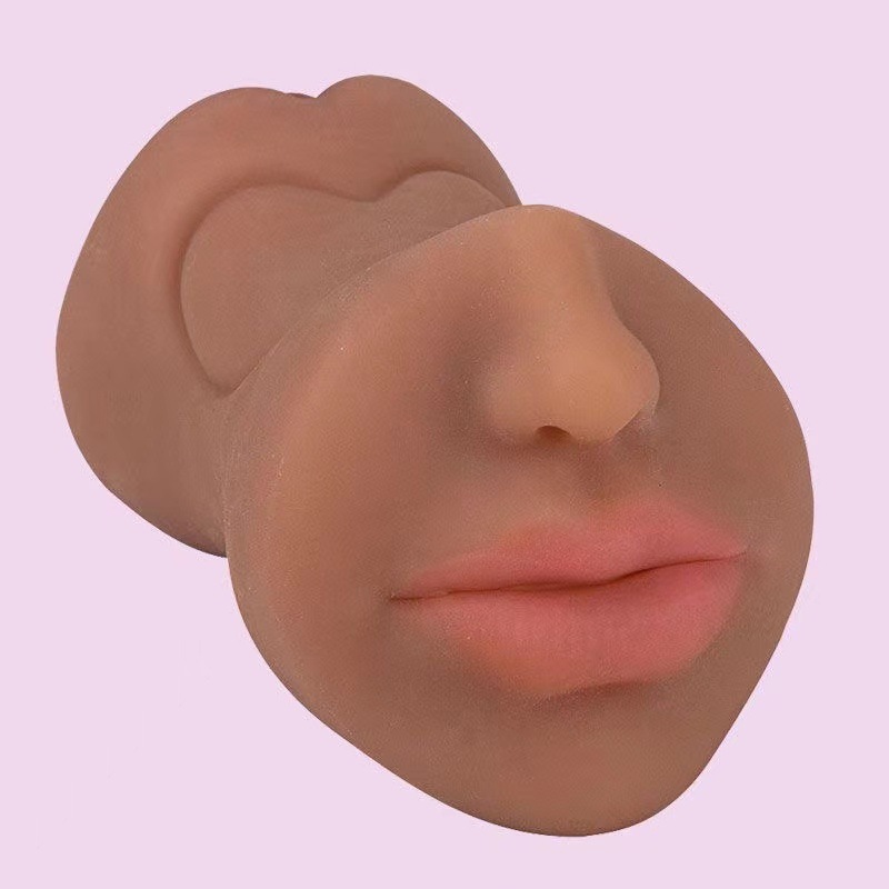 Mouth, Vaginal and Anal Triple-Entry Masturbator, Reverse-Molded TPE, Dark Brown — detail image 1