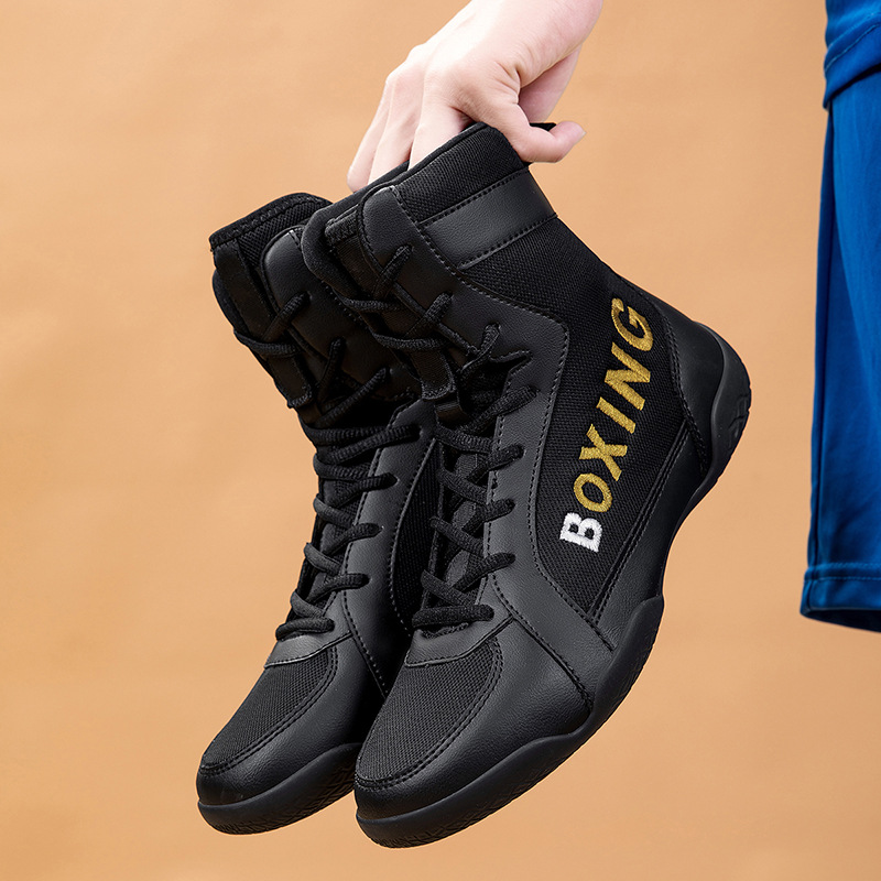 New men's weightlifting shoes, sparring shoes, fighting wrestling shoes, short wrestling boots, long boots, boxing shoes with durable rubber soles