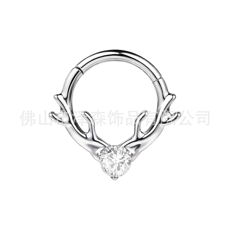F136 Titanium Alloy Nose Ring with Diamonds - Seamless Nose Stud Hypoallergenic Body Piercing Jewelry detail image 10