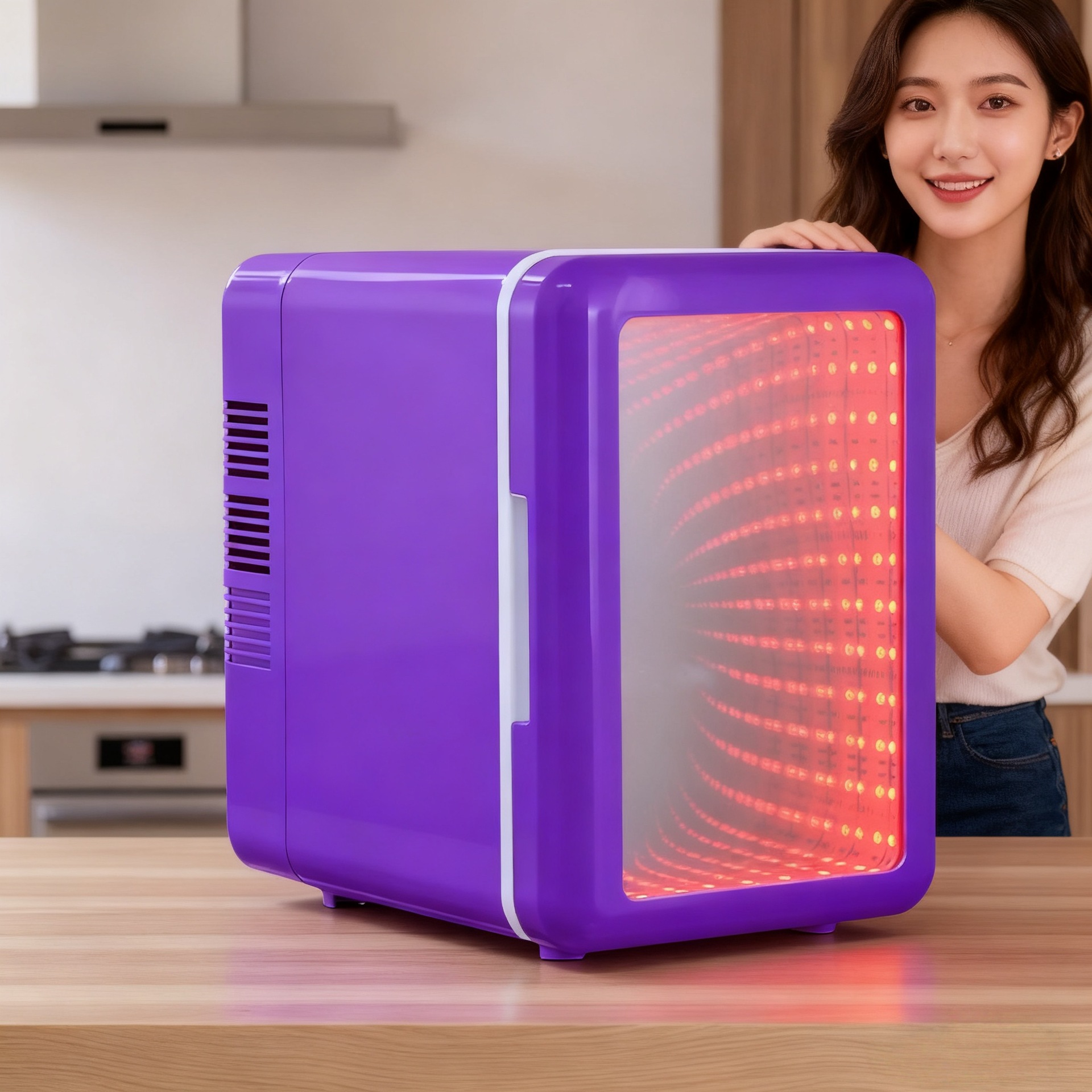 Annan's New 4L Beauty Refrigerator Abyss Mirror Led Colorful Light E-Sports Mini Hot and Cold Car Home Dual-Use Small Refrigerator