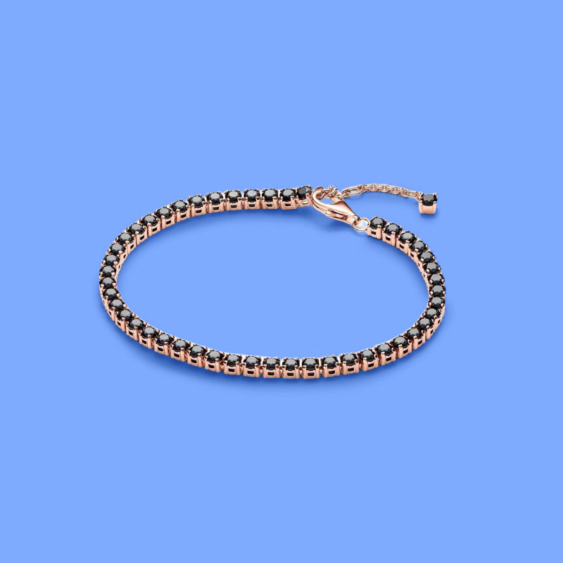 Panjia new black shining tennis bracelet female niche design exquisite bracelet rose gold embellished adjustable