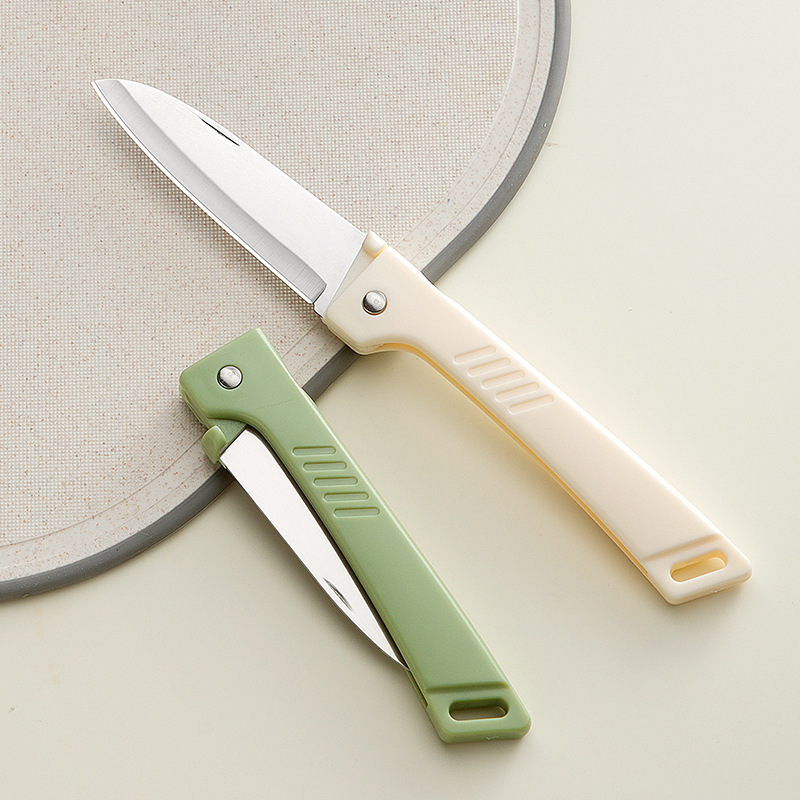 Cuchillo de frutas de acero inoxidable, melón plegable portátil, sandía, cuchillo de pelado con vaina, cuchillo de dormitorio, cocina doméstica portátil