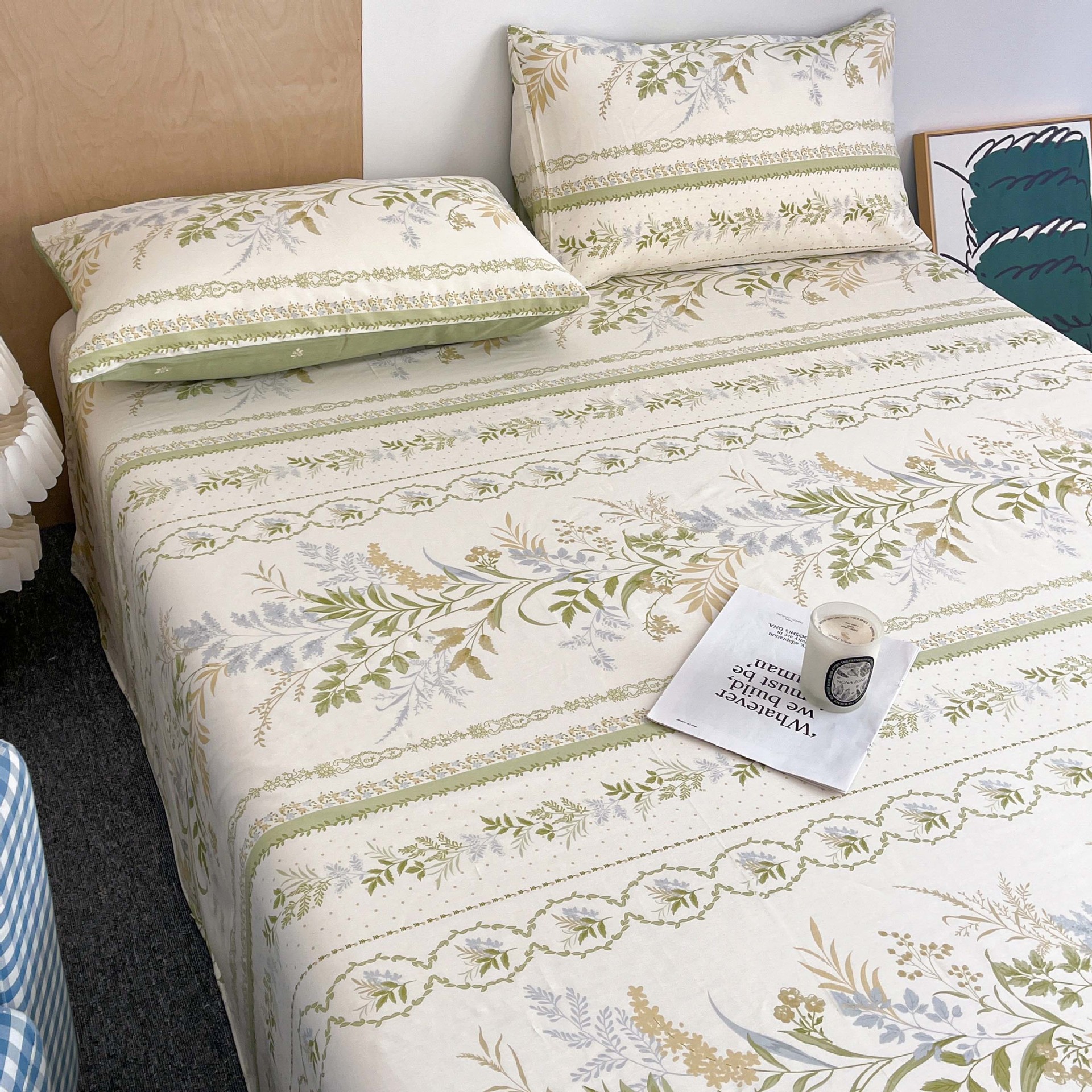 2025 nuevo estilo sábana de algodón puro pieza individual 100 algodón verano dormitorio niños sábana individual funda de almohada doble traje de tres piezas 3