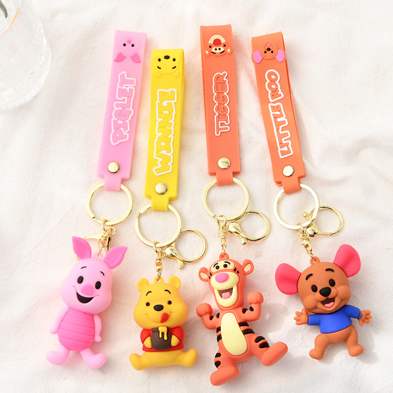 Cartoon Winnie the Poole Keychain Cute Pendant Piggy Soft Rubber Bag Hanging Doll Machine Small Gift Key Chain