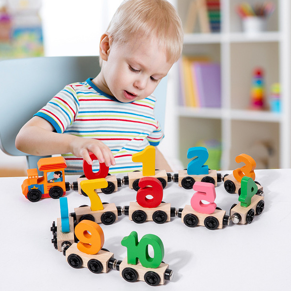 Wooden magnetic digital train