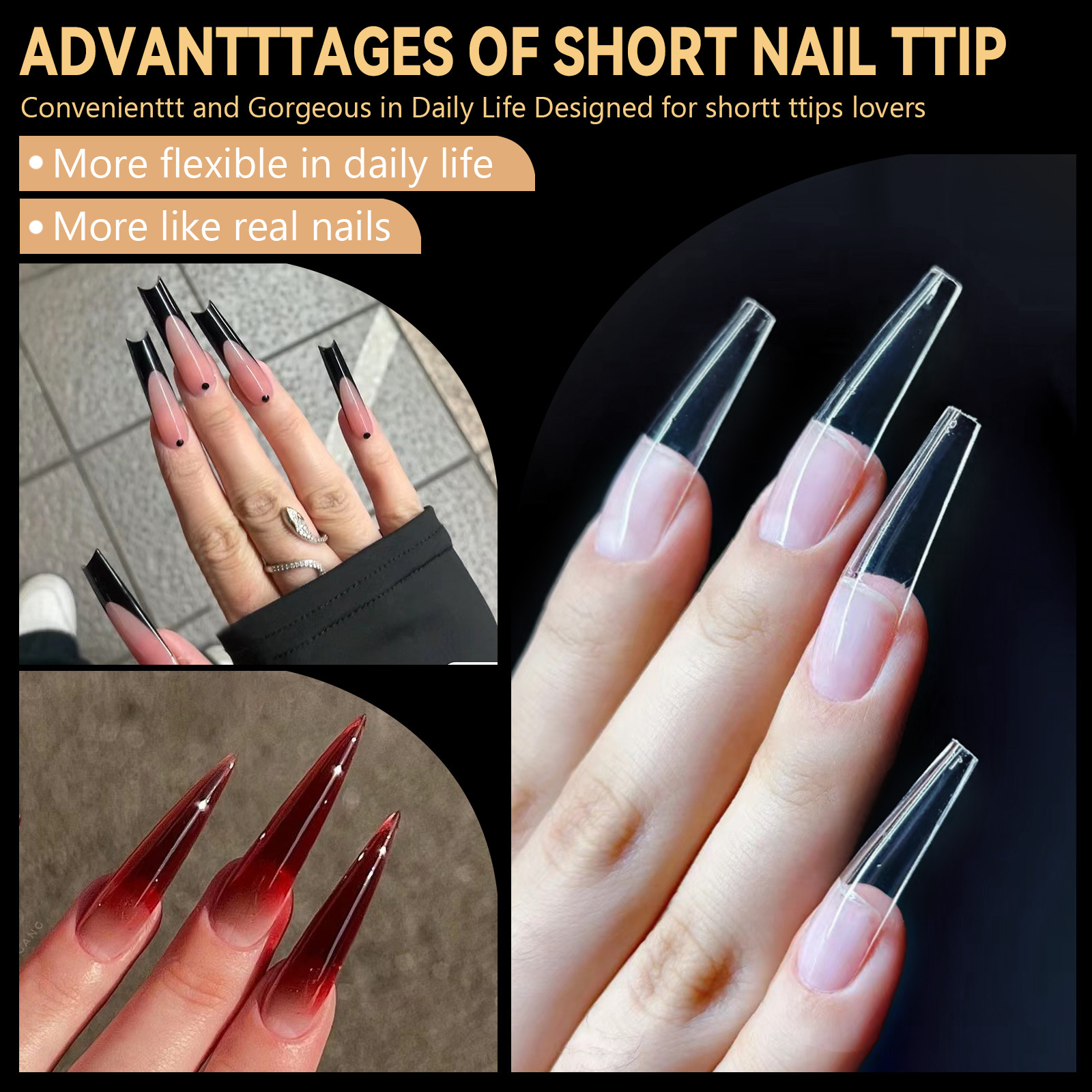 Simple Style Transparent Abs Nail Patches 1 Set display picture 2