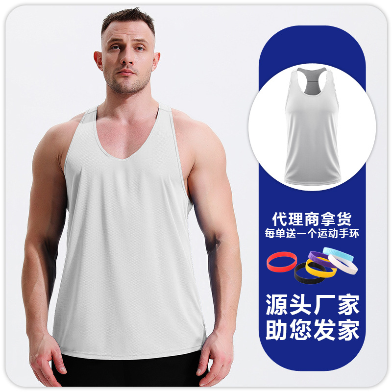 Hombres fitness ocio rápido secado respirado chaleco I entrenamiento muscular carrera profesional de maratón ropa de musculación image 7