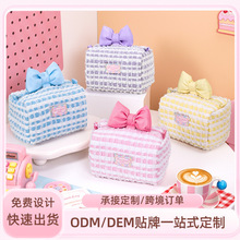 定制新款韩国ins风化妆包清新蝴蝶结零钱袋姨妈袋大容量女收纳包