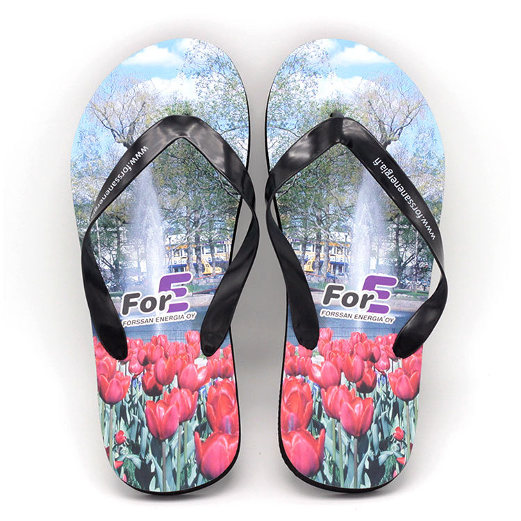 Cross border Thermal transfer Digital eva Custom Trailer custom logo rubber Beach mop slippers