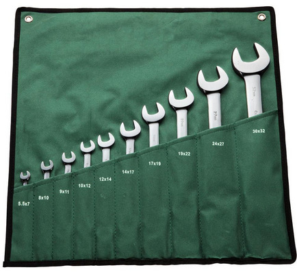 sata汽修工具扳手套装10件全抛光双头呆扳手双开口扳手08010