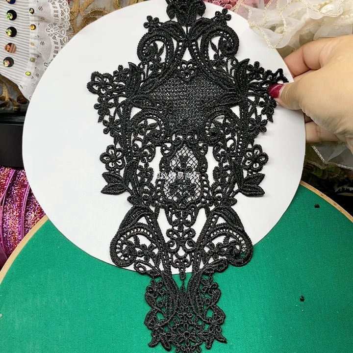 黑色镂空复古巴洛克蕾丝花朵布贴补丁贴花蕾丝花边辅料