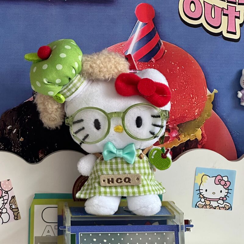 秋季新款格子礼帽kitty公仔钥匙扣星星挂件挂饰包包少女心可爱毛|undefined