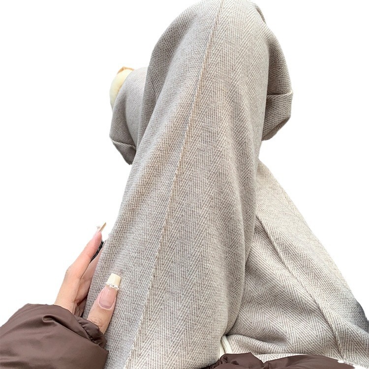 Women's High-Waisted Wool Trousers With Fleece Lining - Straight Leg Herringbone Wide-Leg Pants For Winter (Beige, Charcoal)_voghion.com