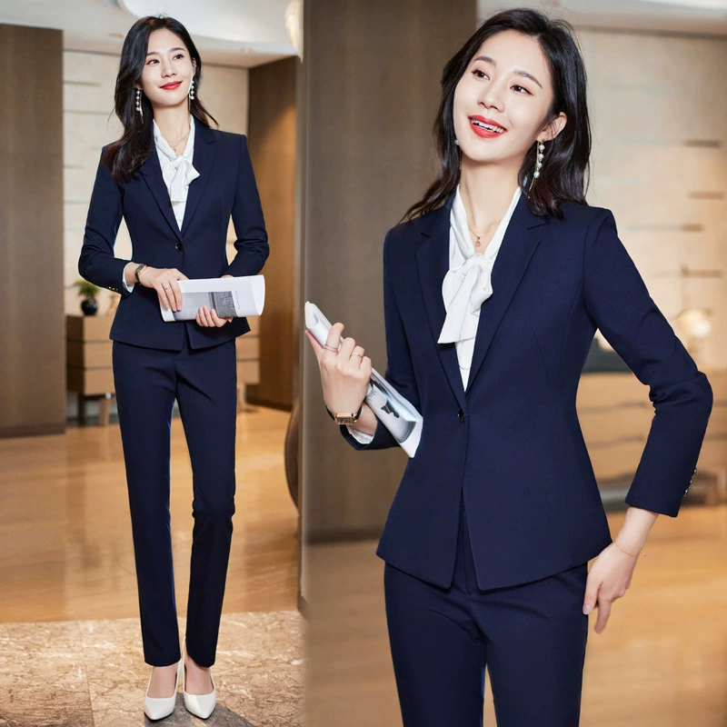 Высококачественный профессиональный костюм, Женская Весенняя и Осенняя модная рабочая одежда для стойки регистрации отеля, обслуживание клиентов, банковская кассир, рабочая одежда