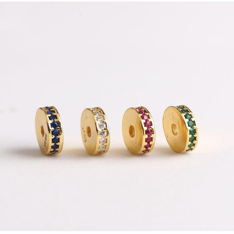 S925 Silver Inlaid Zircon Straight Cut Spacer Silver Gold-Plated Straight Cut Spacer Beads Accessories DIY Pendant Pendant Jewelry Accessories