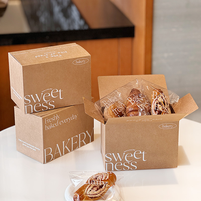 ins牛皮纸吐司盒面包包装盒烘焙冰面包欧包贝果饼干曲奇盒子商用