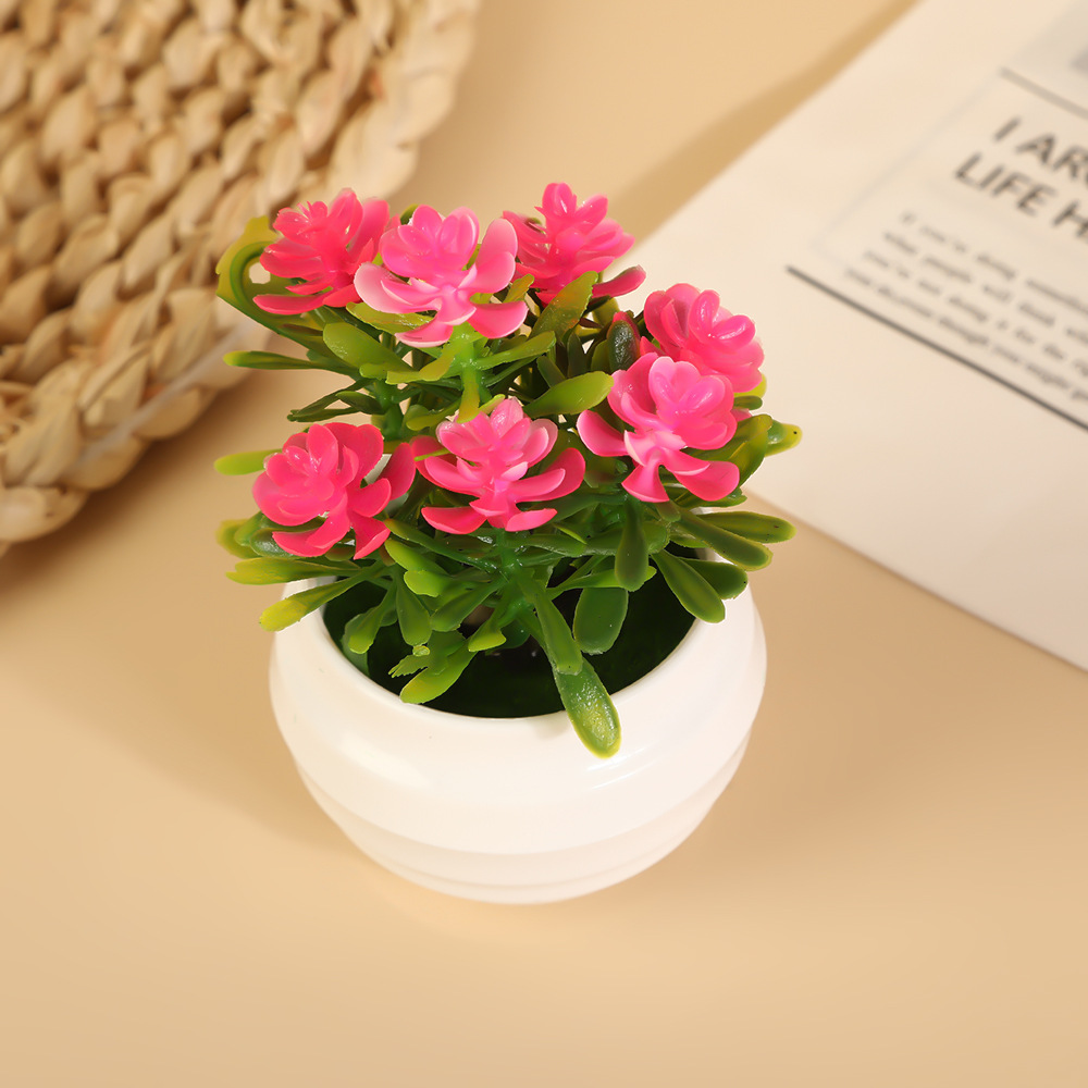Simulación europea 7 flores de loto bonsai decoración interior de oficina flores falsas en maceta casa sala de estar decoración de escritorio verde