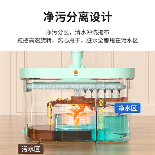 Midea Household Separation of Dirt and Water Rotary Mop No Hand Washing One Drag Clean Floor Magic Gift for Year End Party 