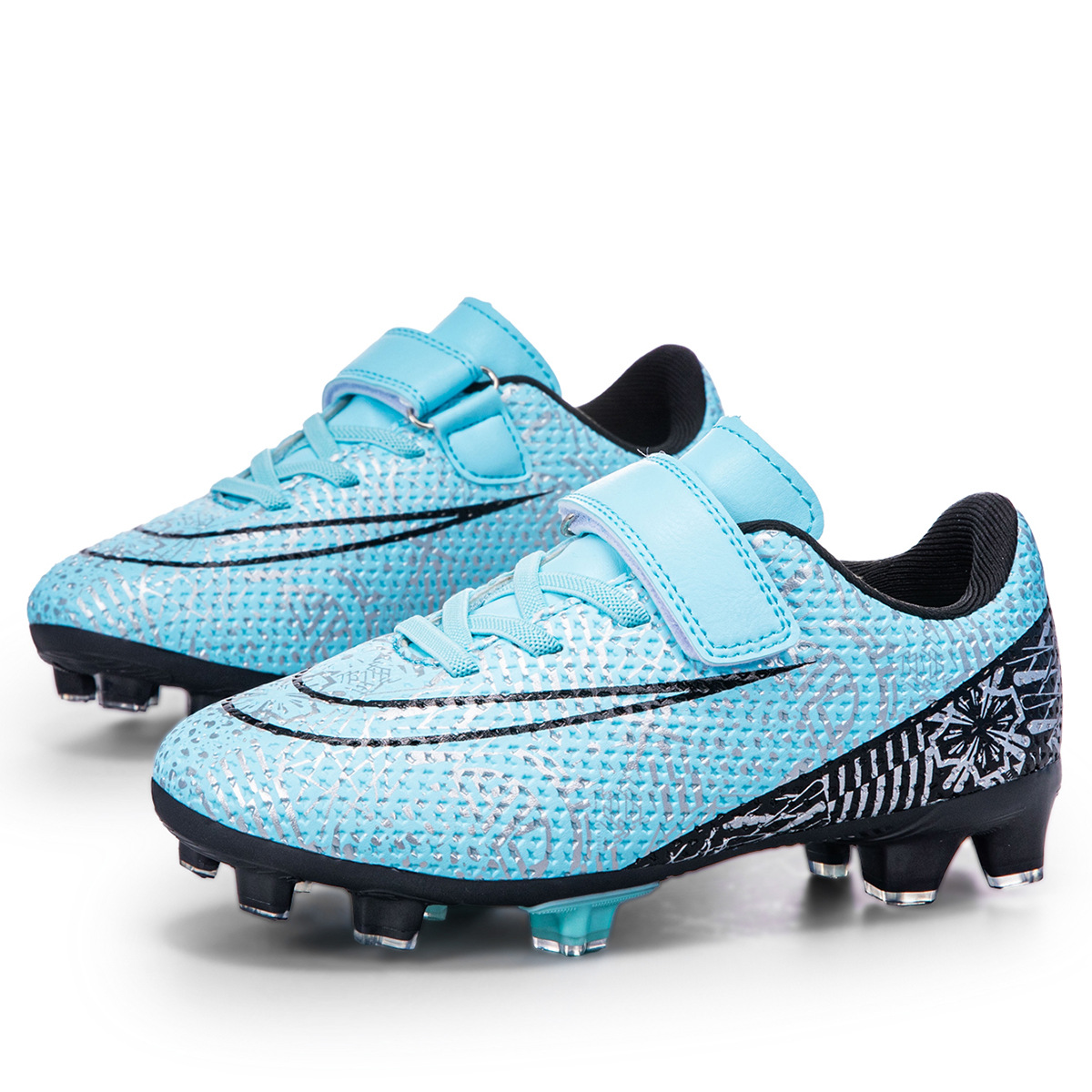 Zapatos de fútbol para niños con velcro bajo nuevo tipo de zapatos de entrenamiento transpirables para estudiantes profesionales en interiores y exteriores clavos cortos transfronterizos